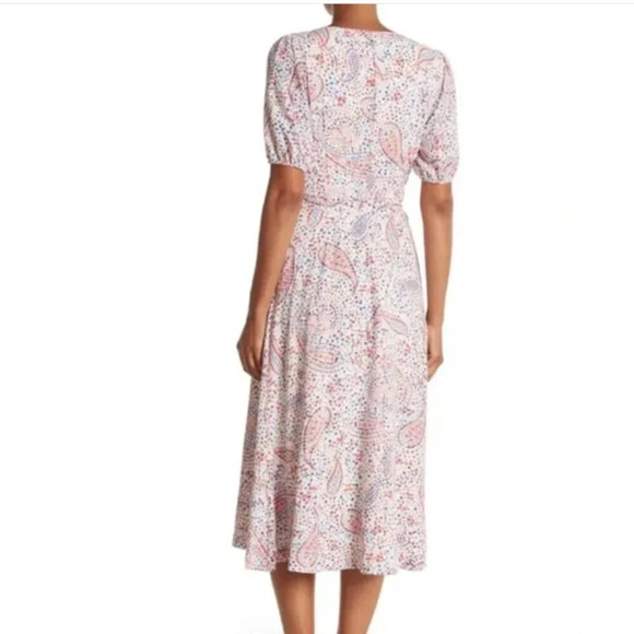 Sage Collection Puff Sleeve Paisley Wrap Dress White size 6 - Picture 12 of 12